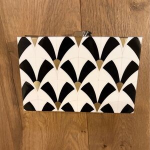 Zara Geometric Black and Gold Clutch